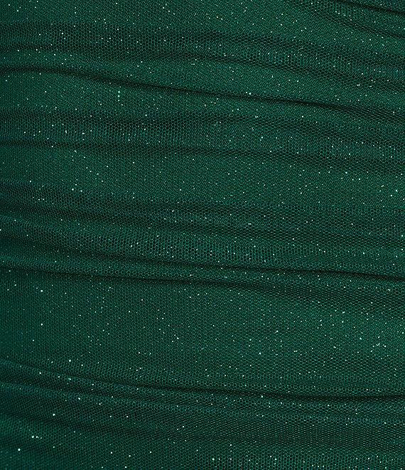 Pear Culture Spaghetti Strap Square Neck Glitter Mesh Dress Product Image