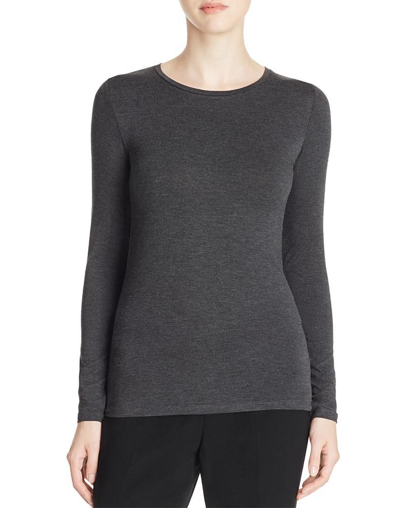 Soft Touch Flat-Edge Long-Sleeve Crewneck Top Product Image