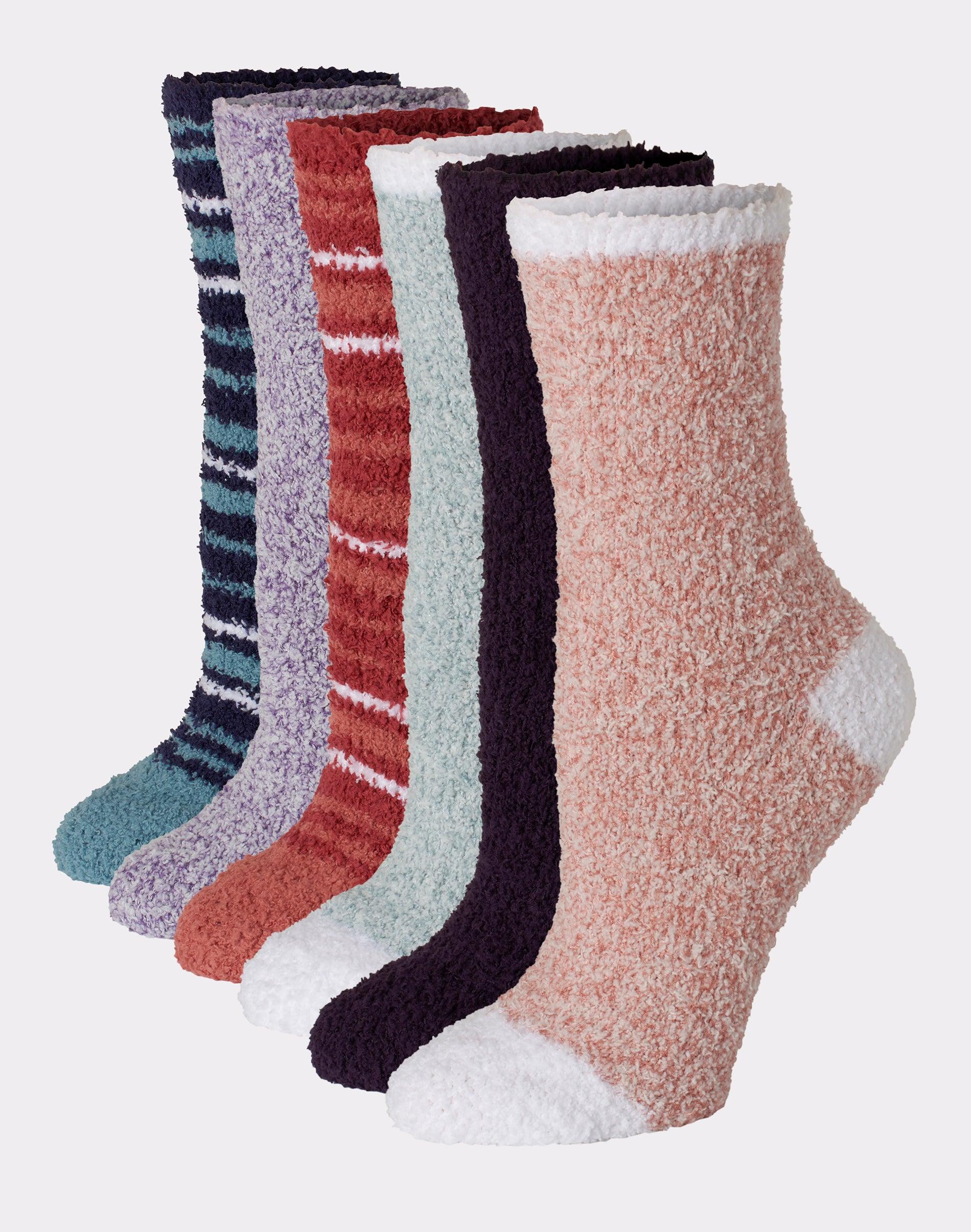 Hanes Womens Cozy Crew Socks, 6-Pairs Wide Stripe/Tie Dye/Solid Asst 5-9 Product Image