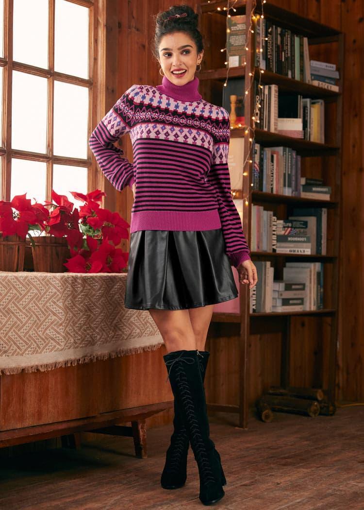 Nostalgic Knit Puff Shoulder Turtleneck Product Image