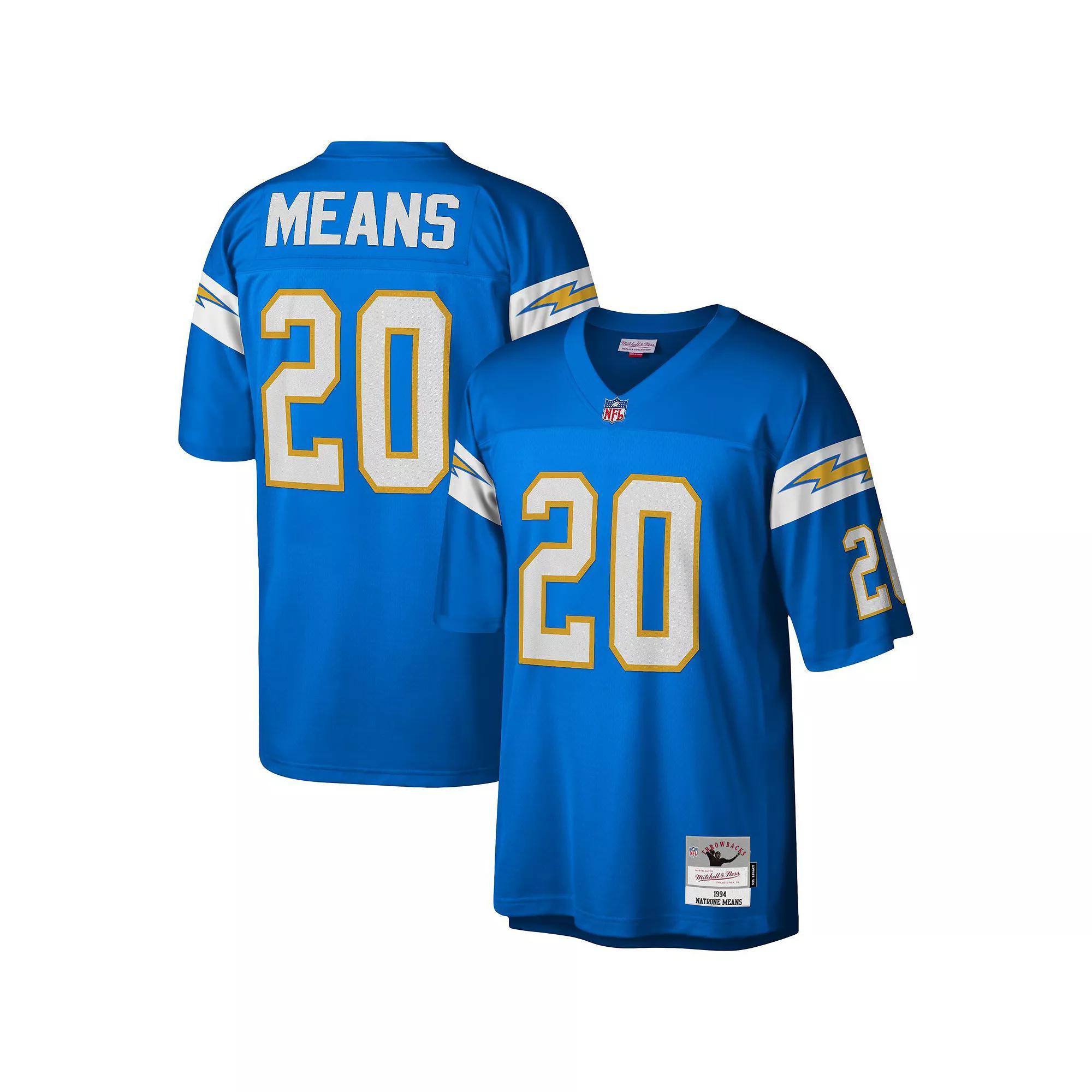 Men's Mitchell & Ness Natrone Means Powder Blue Los Angeles Chargers Legacy Replica Jersey,  Product Image