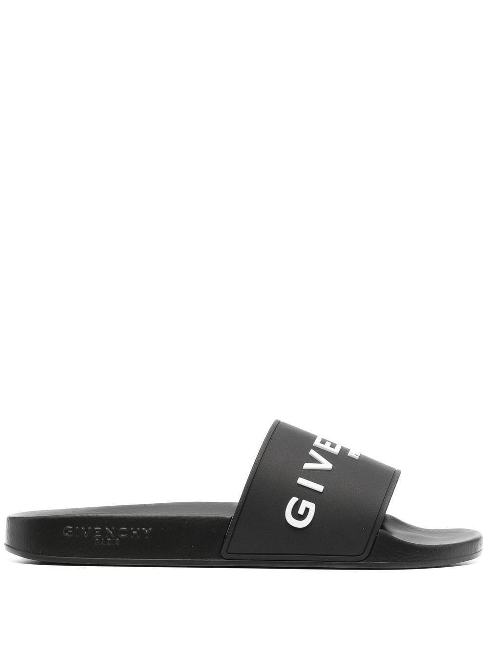 Black Logo-Print Pool Slides Product Image