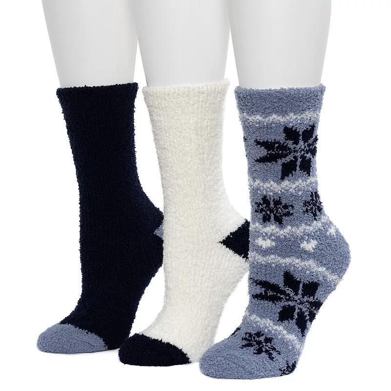 Womens Cuddl Duds 3 Pack Cozy Snowflake Fair Isle Crew Socks Product Image