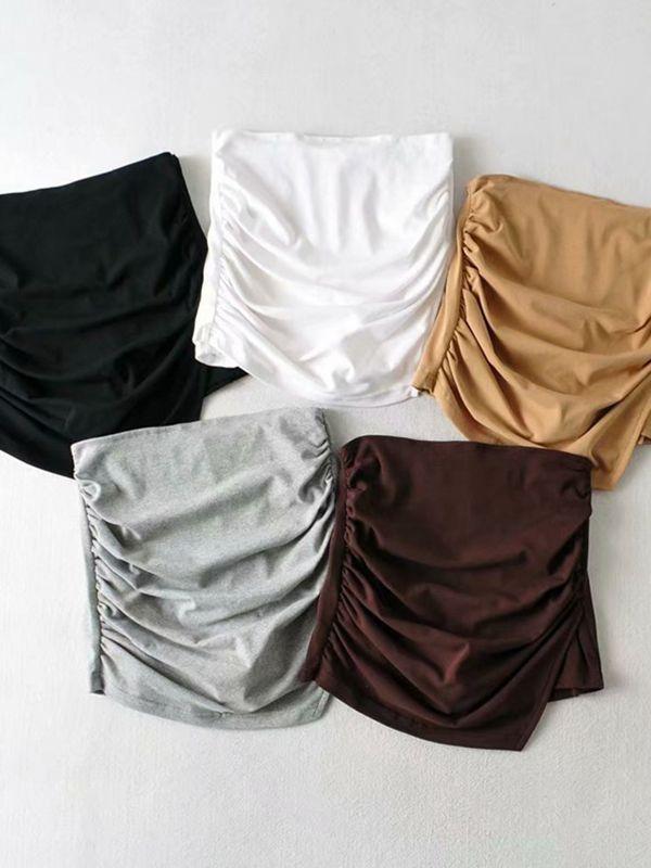 Ruched Split Lined Mini Skirt Product Image