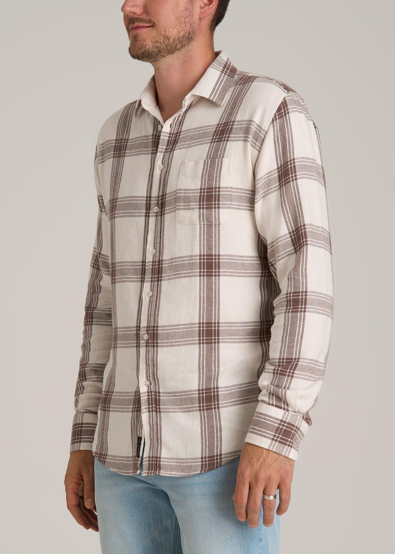 Nelson Flannel Shirt for Tall Men in Beige Plaid Product Image