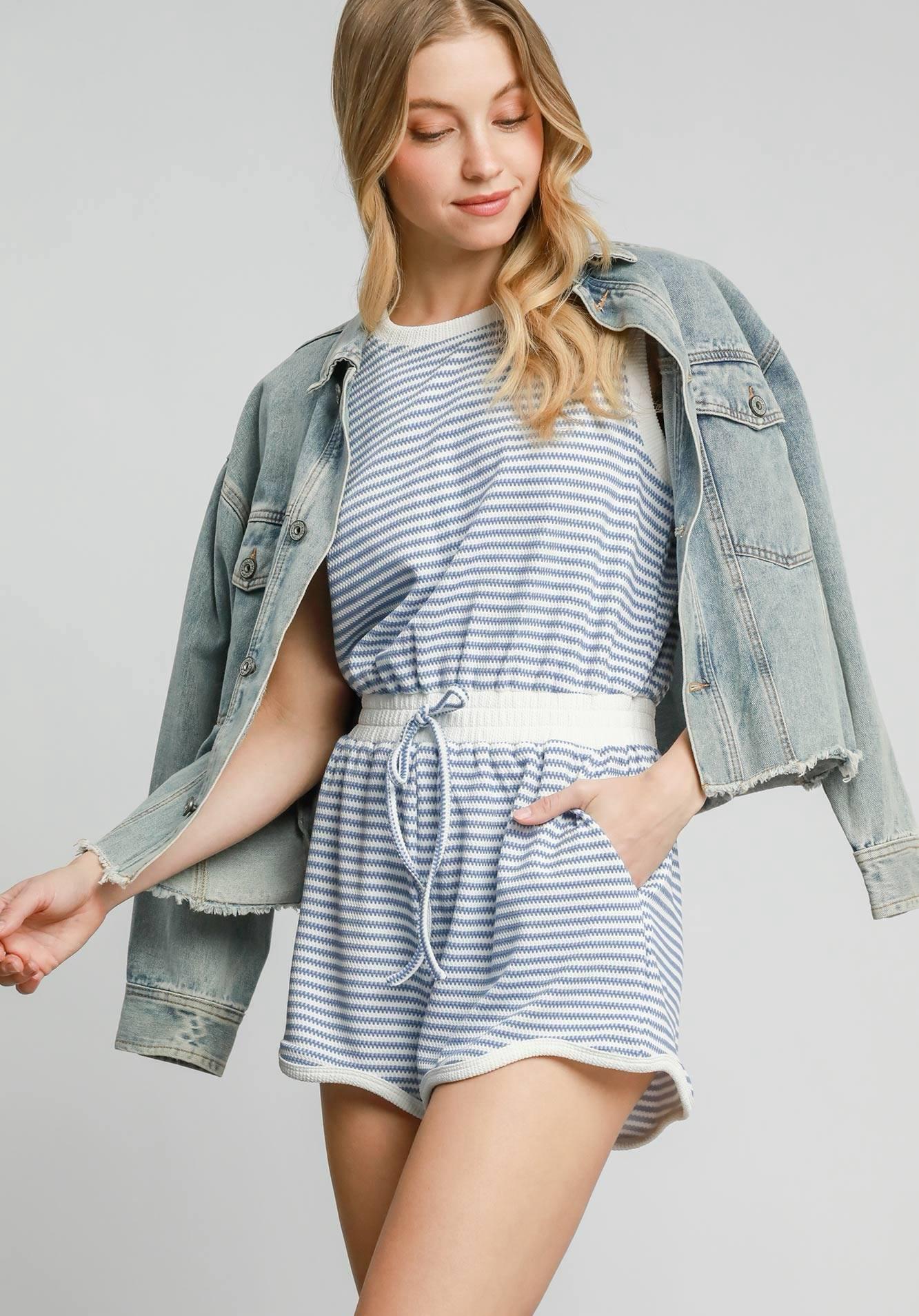 Textured Stripe Romper Product Image