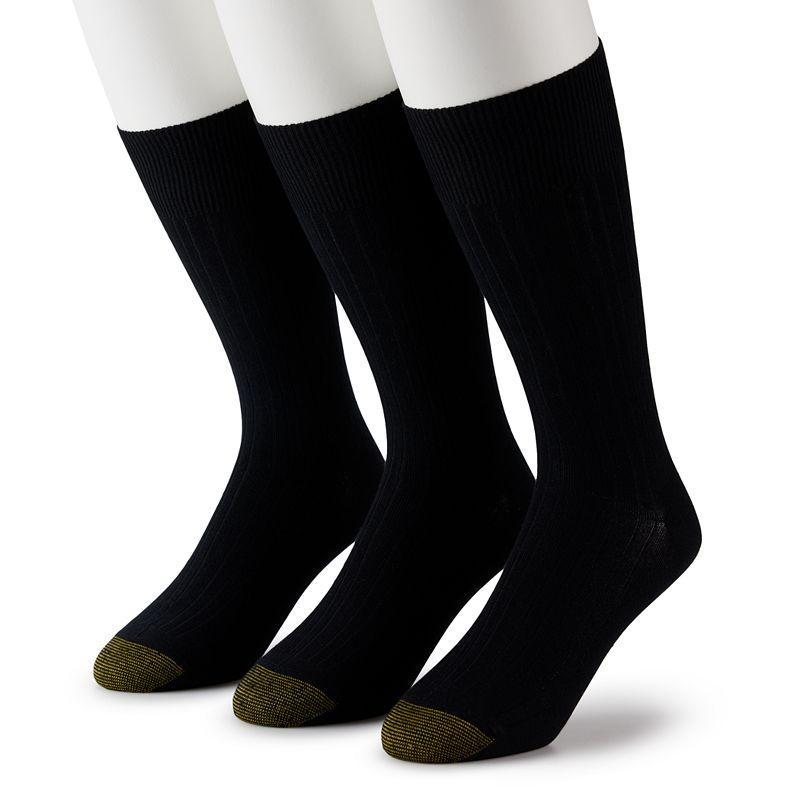 Mens GOLDTOE 3-Pack Mild Compression OTC Ribbed Socks Product Image