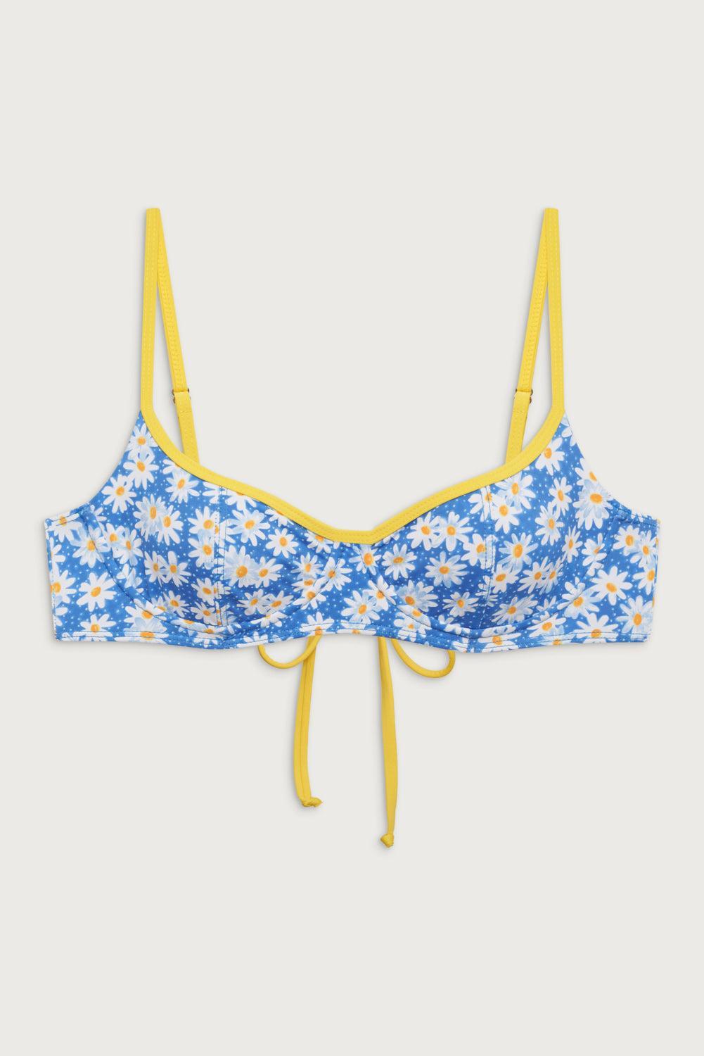 Cola Underwire Balconette Bikini Top - Blue Daisy Product Image