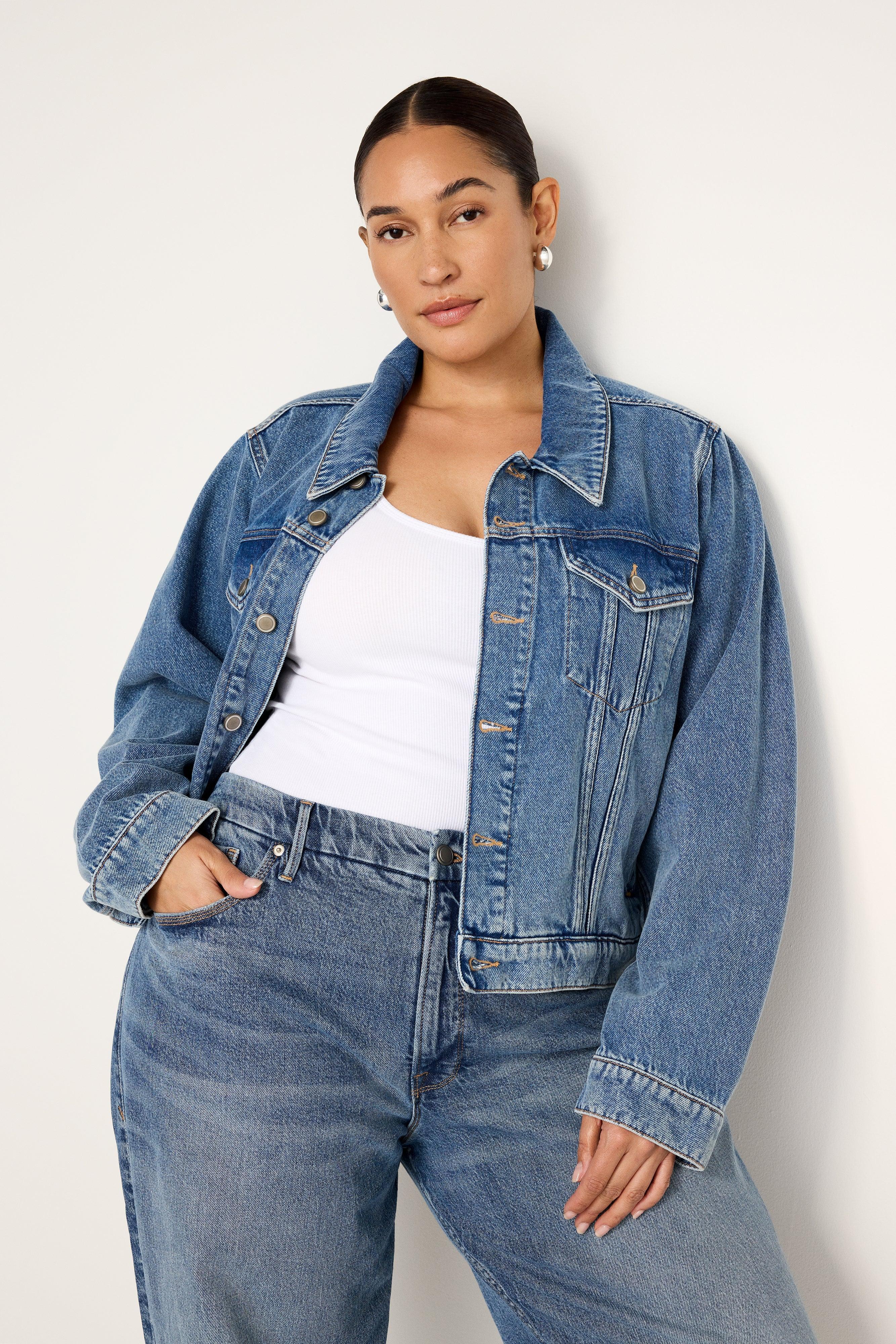 CROPPED TRUCKER JACKET | INDIGO682 Product Image