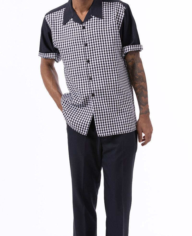 Black Check Walking Suit 2 Piece Short Sleeve Set Product Image