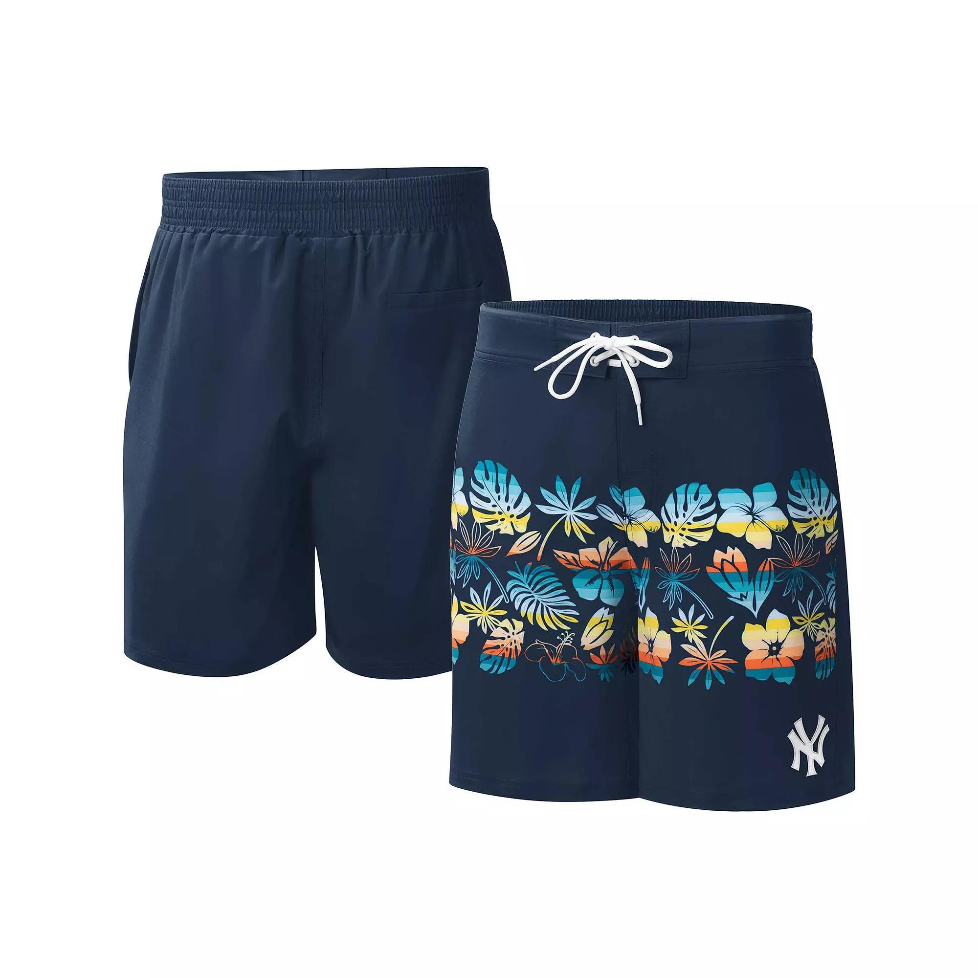 Men's G-III Sports by Carl Banks  Navy New York Yankees Breeze Volley Swim Shorts, Size: 4XL, Blue Product Image