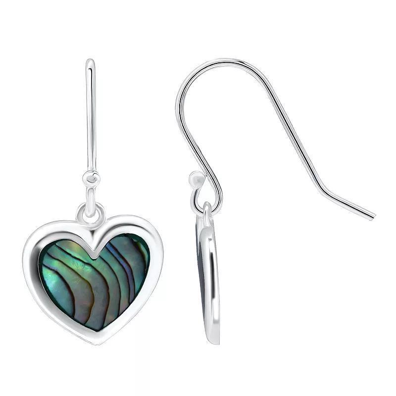 Aleure Precioso Silver Plated Abalone Heart Drop Earrings, Womens, Silver Tone Team Product Image