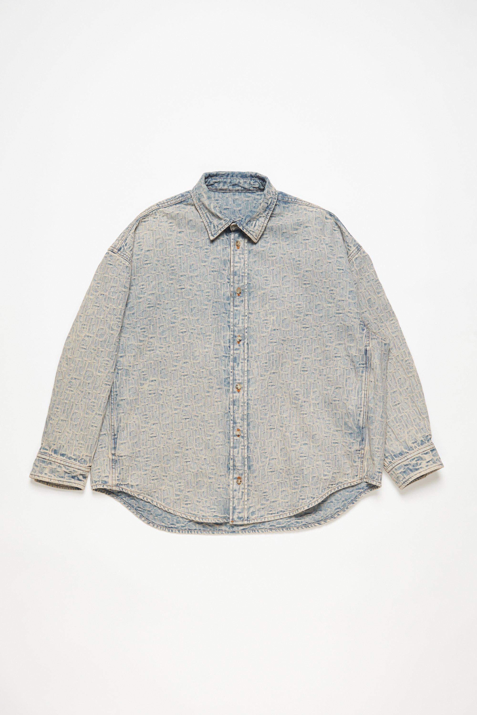 ACNE STUDIOS Oversized Patterned Denim Shirt In Blue,beige Product Image