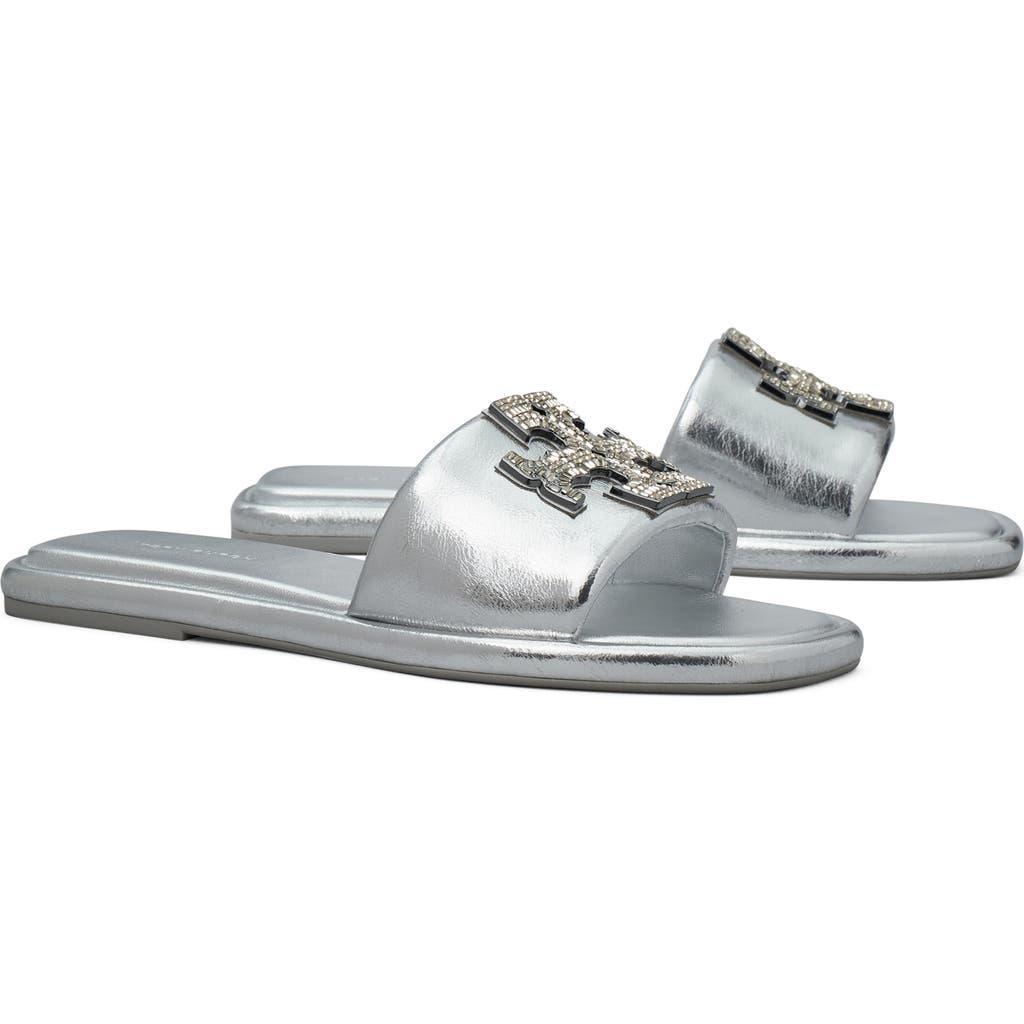 TORY BURCH Double T Deco Burch Slide In Silver Product Image