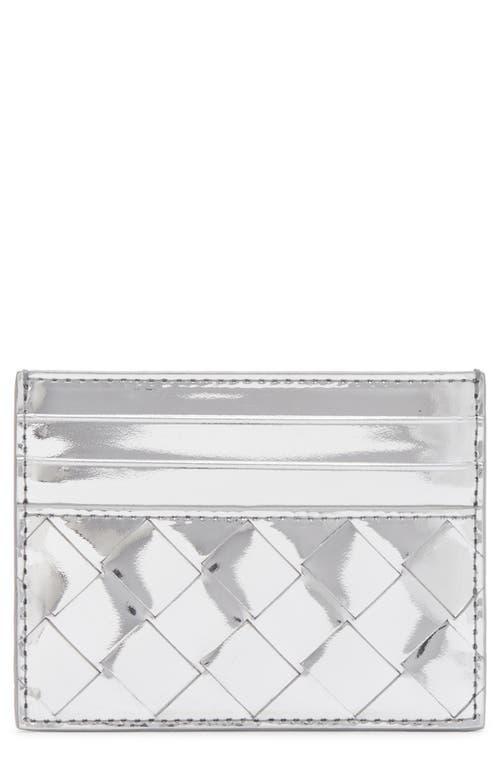 BOTTEGA VENETA Intrecciato Leather Credit Card Case In Silver-silver Product Image