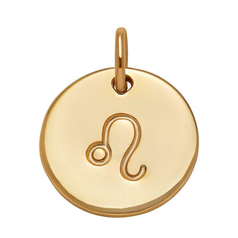 PRIMROSE 18k Gold Over Silver Etched Zodiac Disc Charm, Womens, Gold Tone Leo Product Image