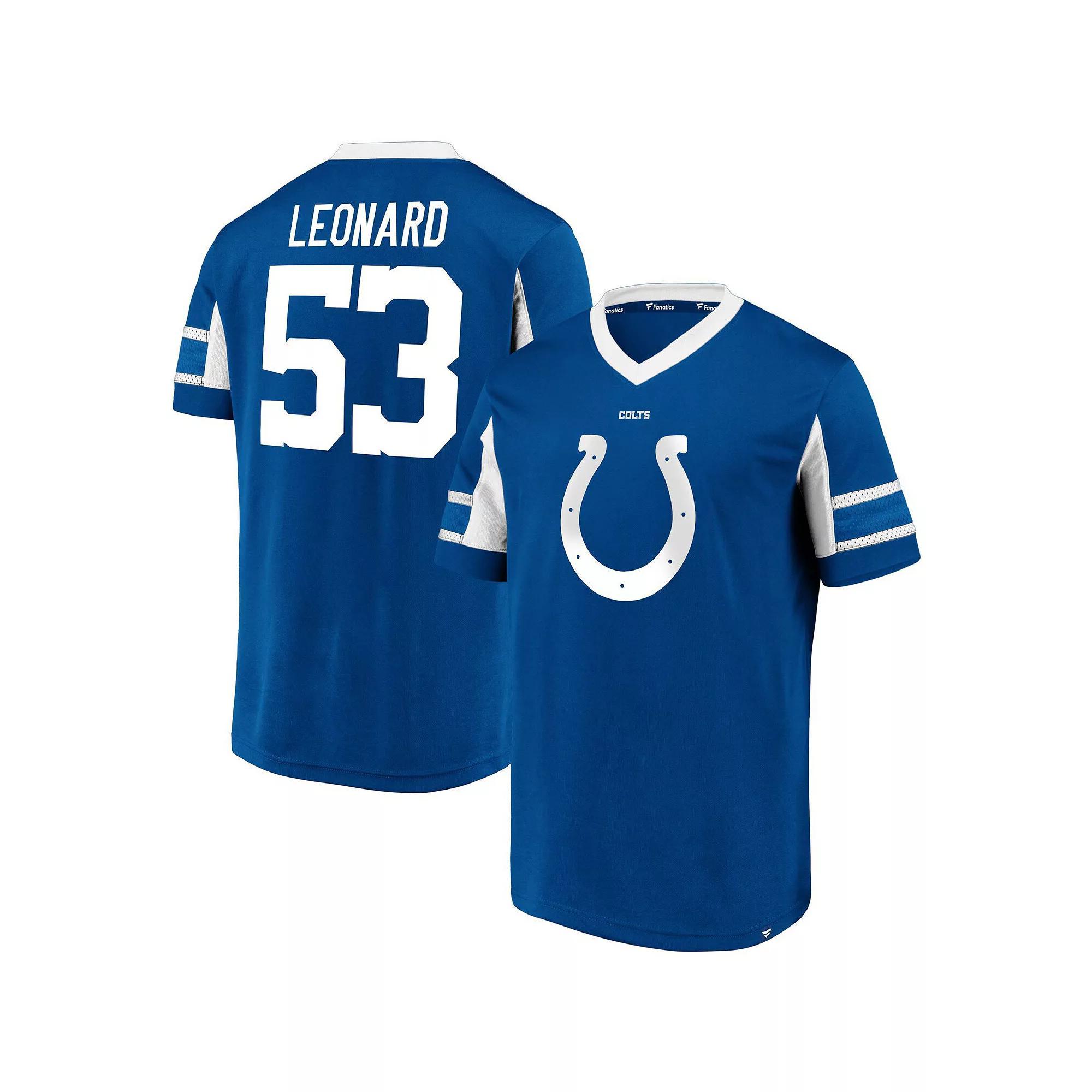 Mens Fanatics Branded Shaquille Leonard Royal Indianapolis Colts Hashmark Player Name & Number V-Neck Top Product Image