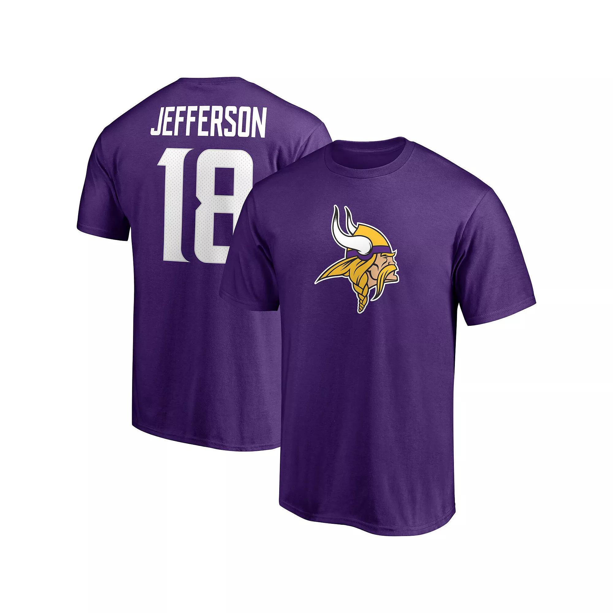Men's Fanatics Branded Justin Jefferson Purple Minnesota Vikings Player Icon Name & Number T-Shirt, Size: 3XL Product Image