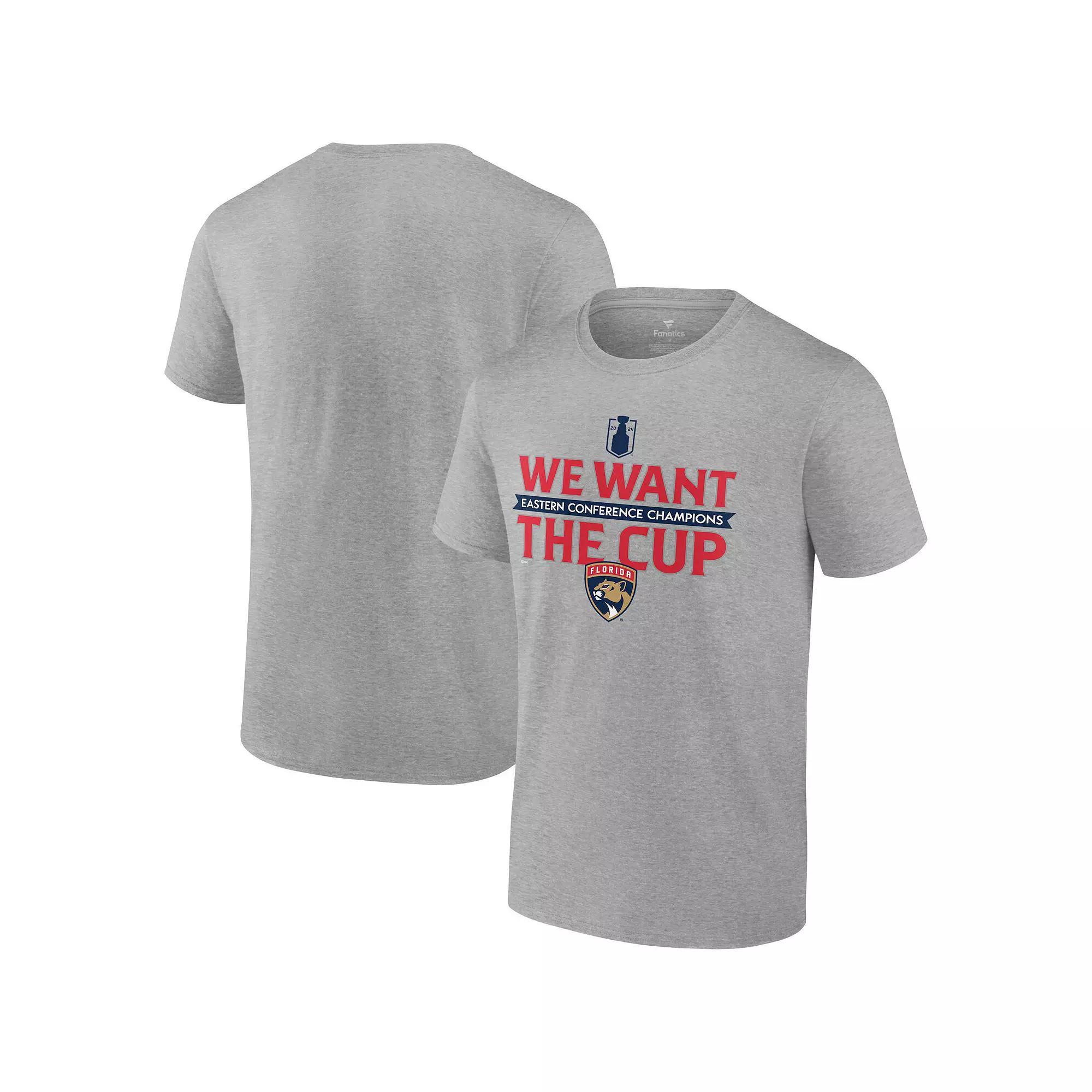 Men's Fanatics  Steel Florida Panthers 2024 Eastern Conference Champions We Want The Cup T-Shirt, Size: 3XL, Pnt Silver Product Image