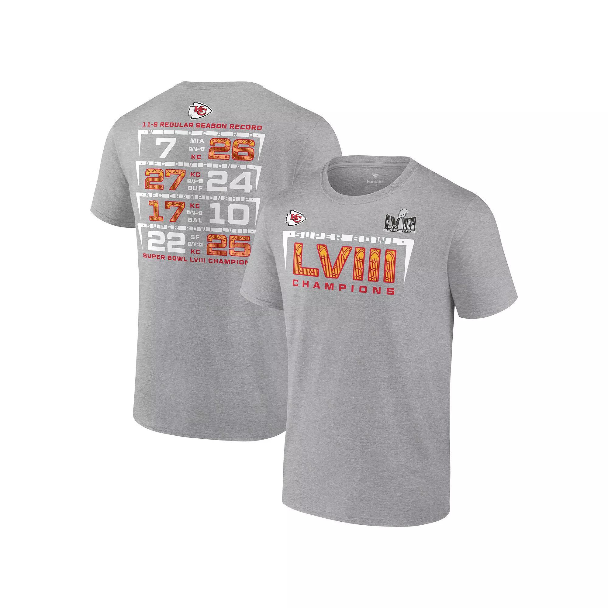 Men's Fanatics Branded Heather Gray Kansas City Chiefs Super Bowl LVIII Champions Counting Point Score Big & Tall T-Shirt, Size: 3XB, Grey Product Image