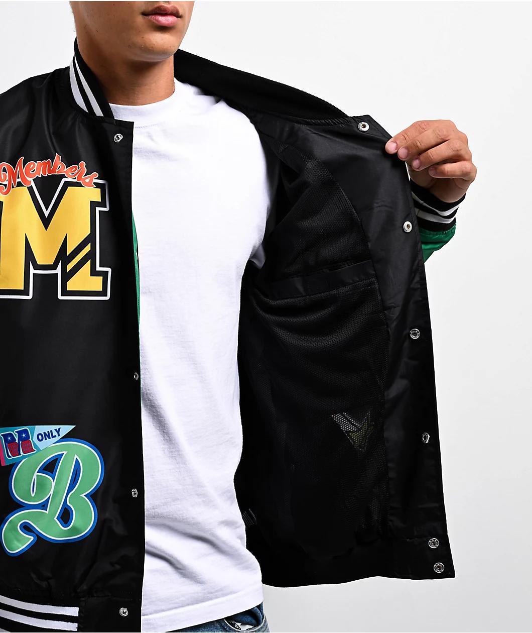 Members Only Black & Green Varsity Jacket Product Image