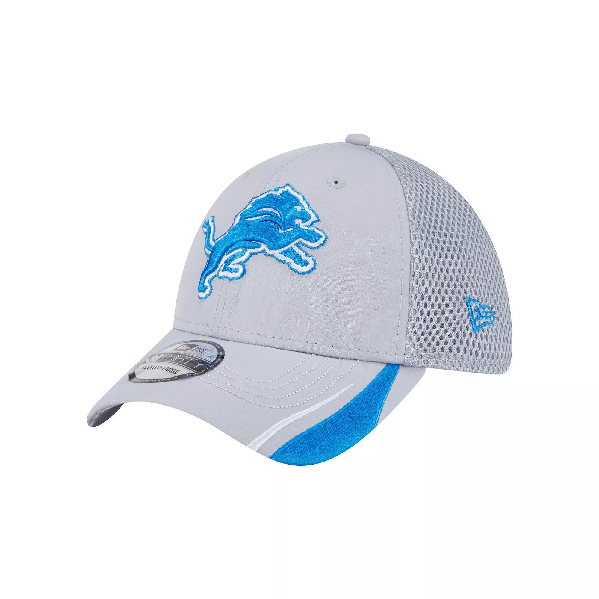 Men's New Era  Gray Detroit Lions Game Day Linear 39THIRTY Flex Hat, Size: Large/XL, Grey Product Image