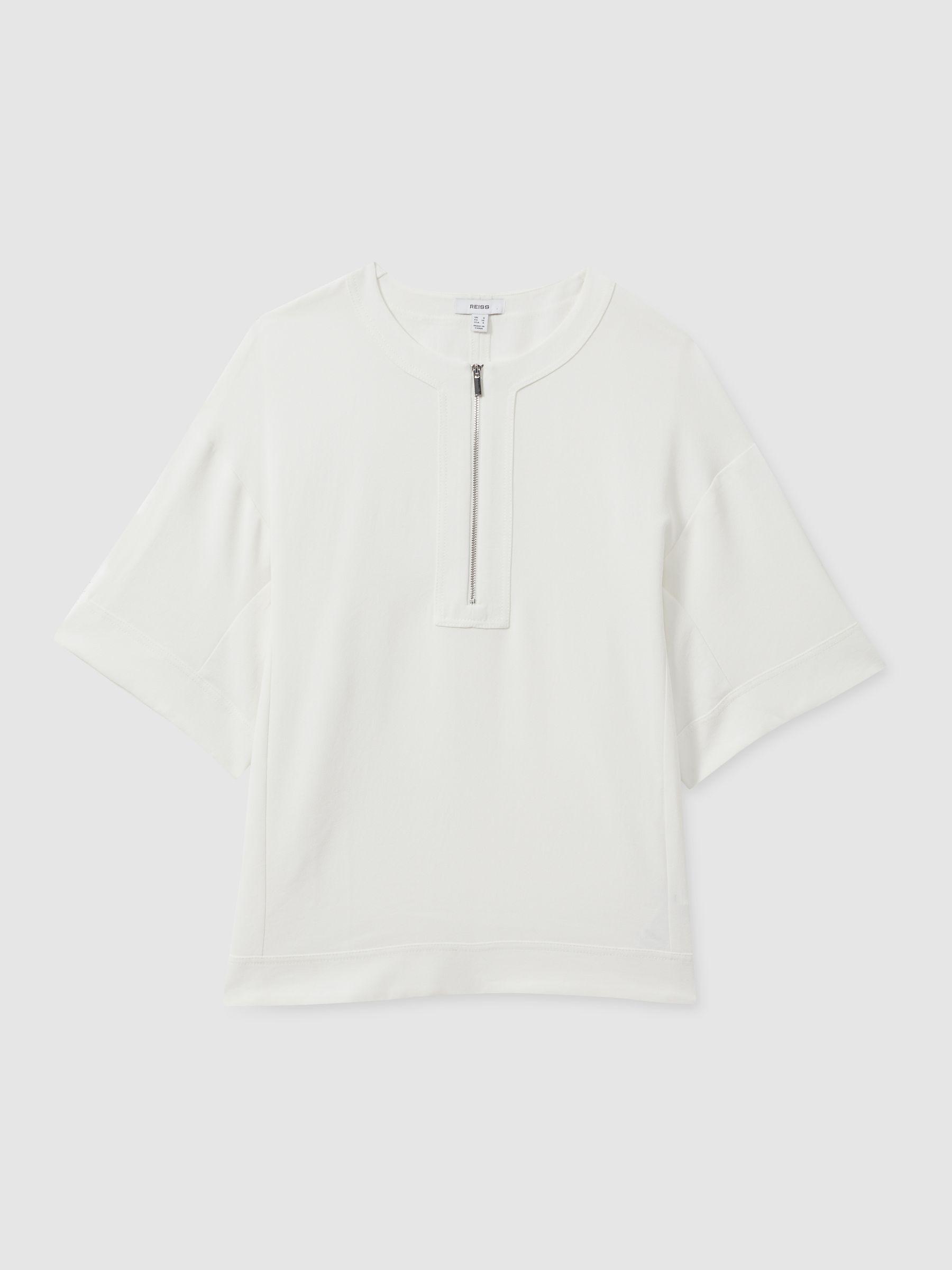 Relaxed Half-Zip T-Shirt in Ivory Product Image