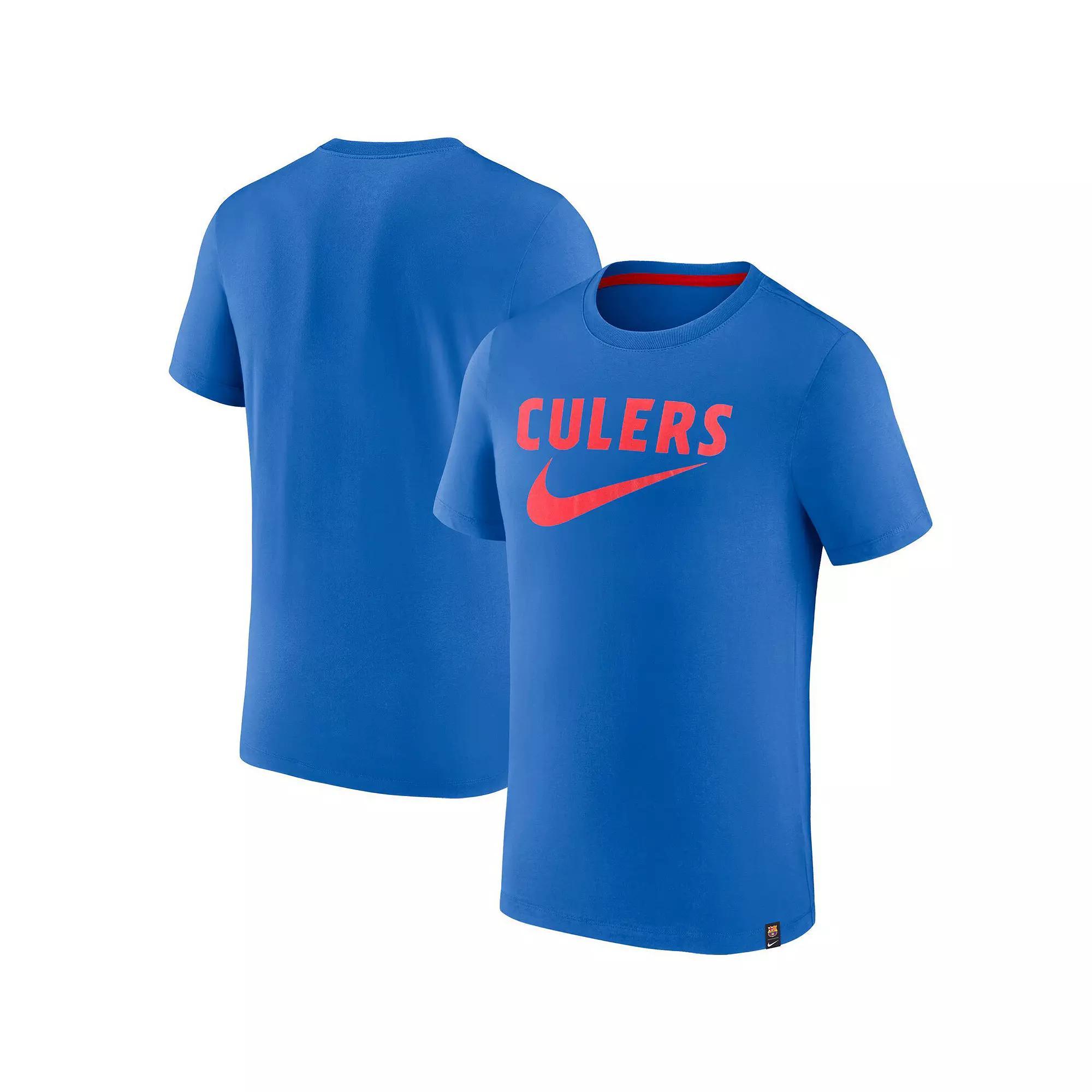 Men's Nike Blue Barcelona Swoosh T-Shirt, Size: XL, Bar Blue Product Image