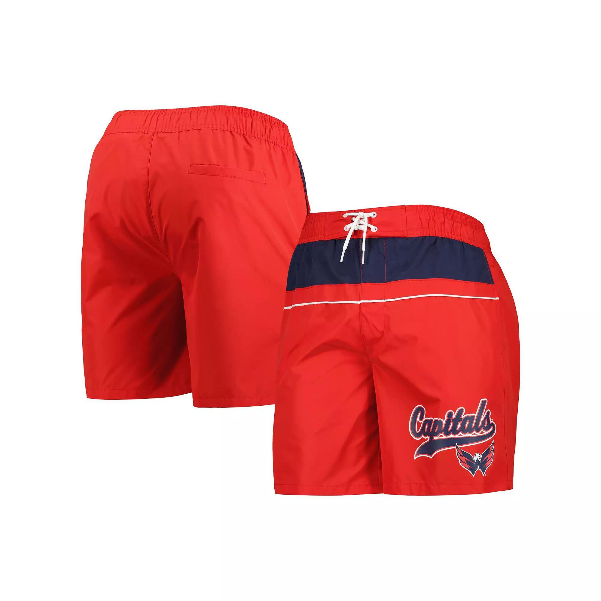 Men's Starter Red Washington Capitals Freestyle Volley Swim Shorts,  Product Image