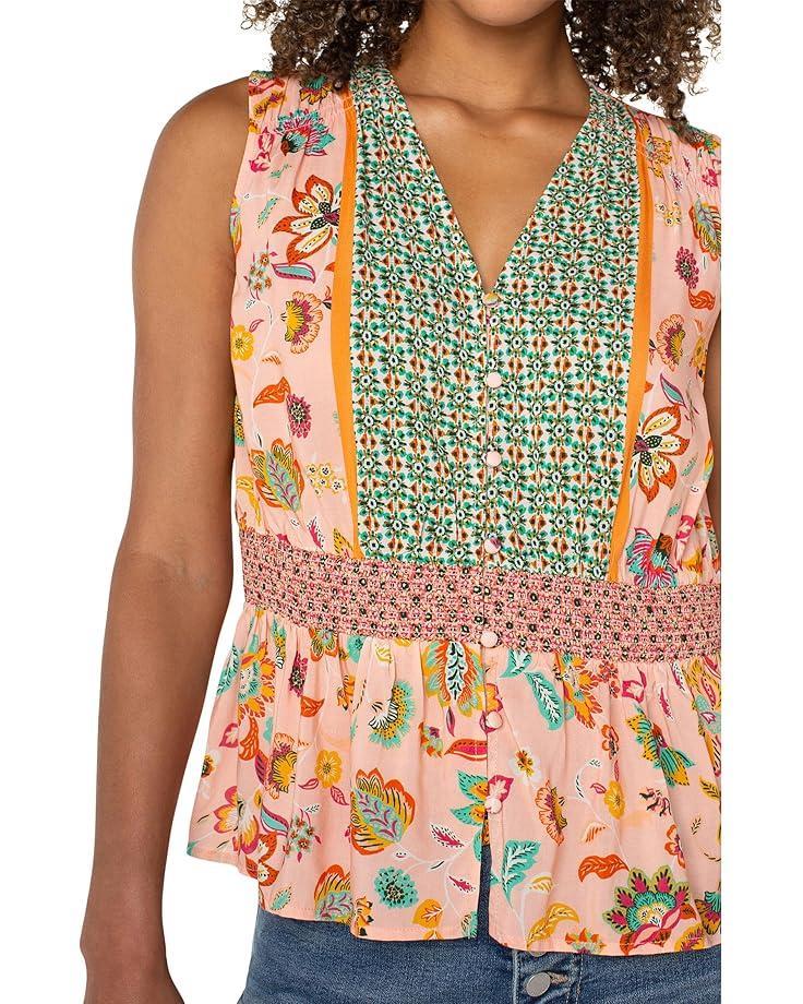 Women's Liverpool Los Angeles Sleeveless Woven Top With Smocked Waist Product Image