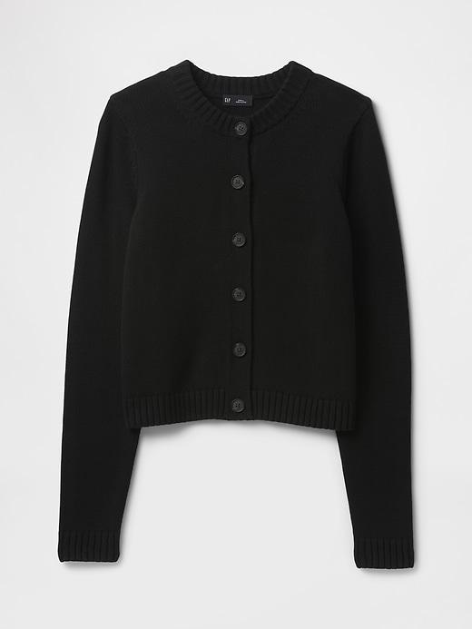 100% Cotton Crewneck Cardigan Product Image