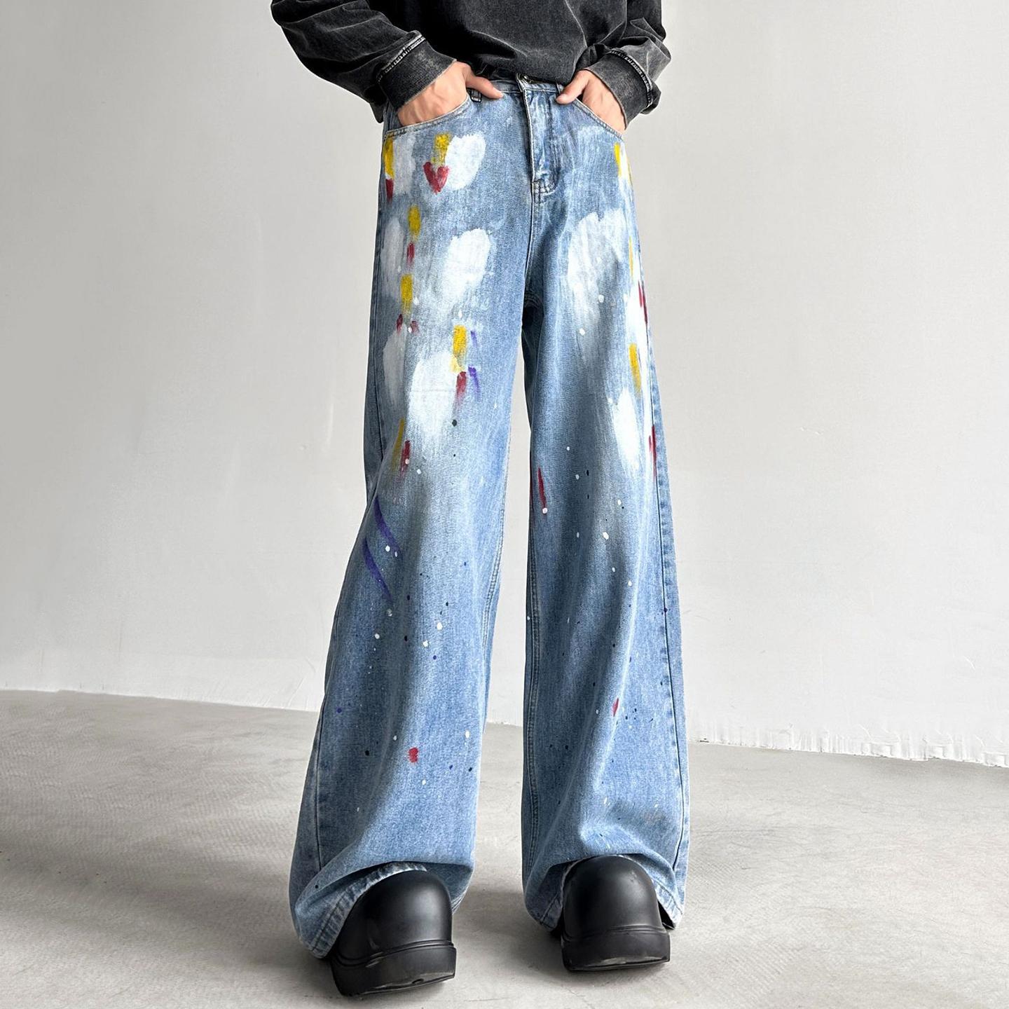 Sopula Retro Street Style Graffiti Jeans Product Image