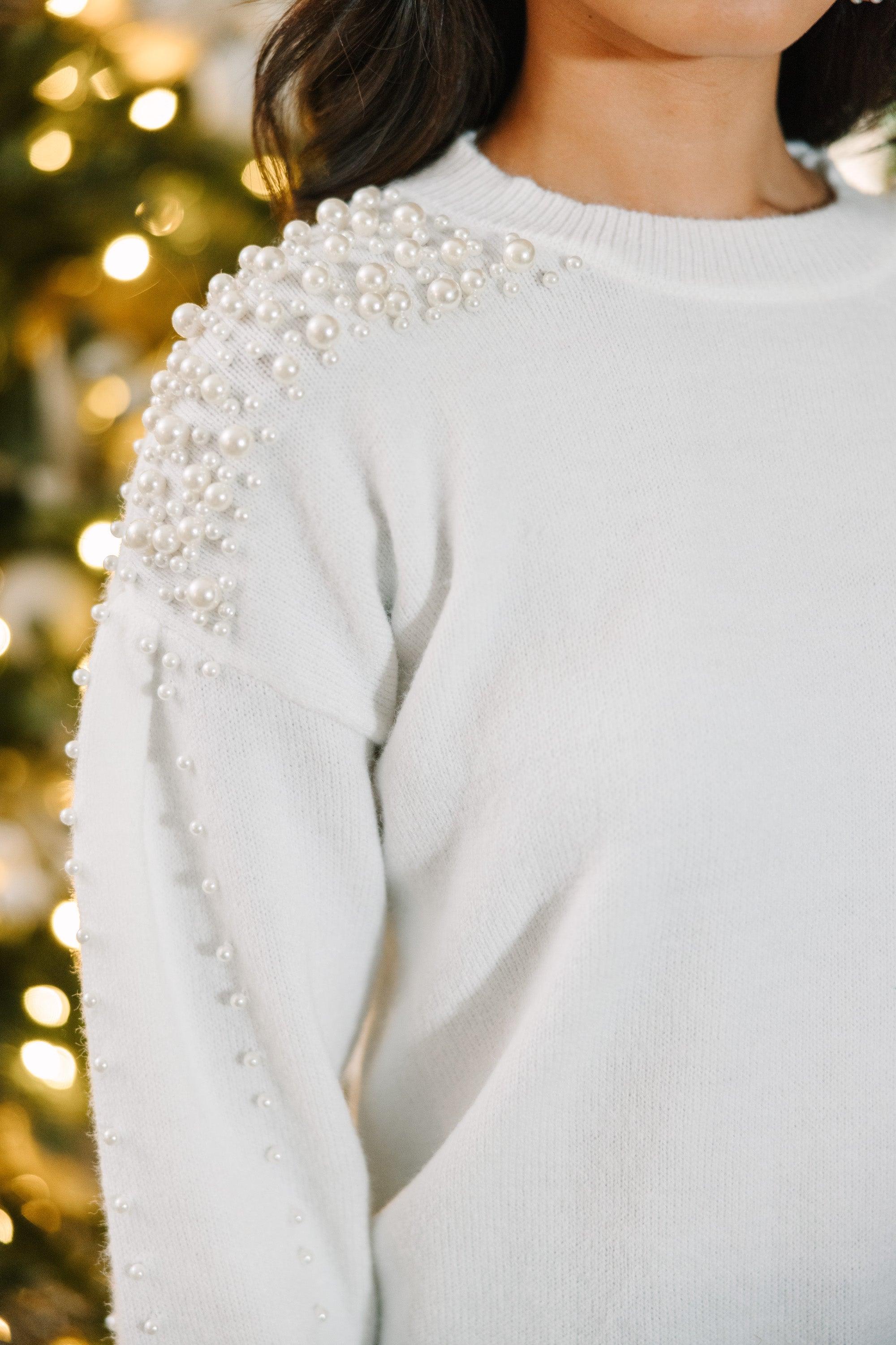 It's All You Ivory White Embellished Sweater Female Product Image