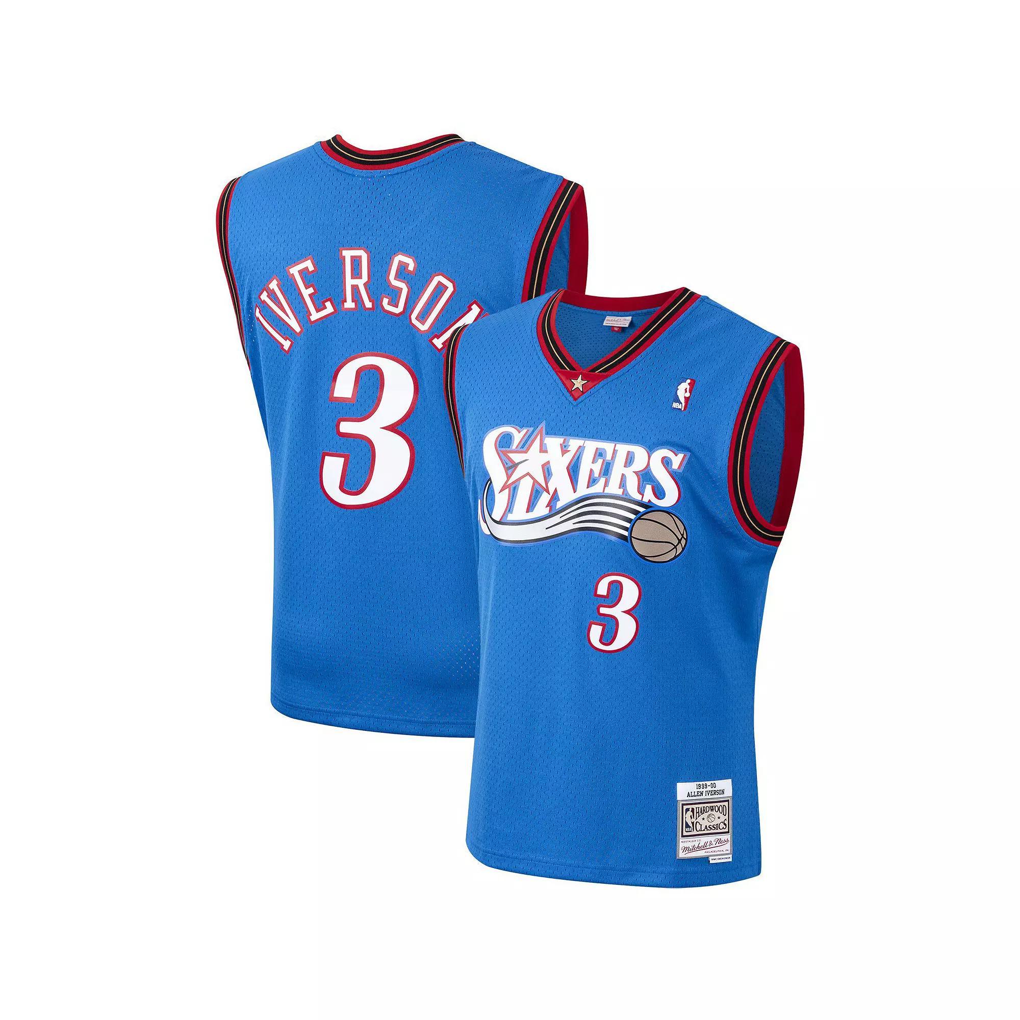 Men's Mitchell & Ness Allen Iverson Royal Philadelphia 76ers Hardwood Classics Swingman Jersey,  Product Image