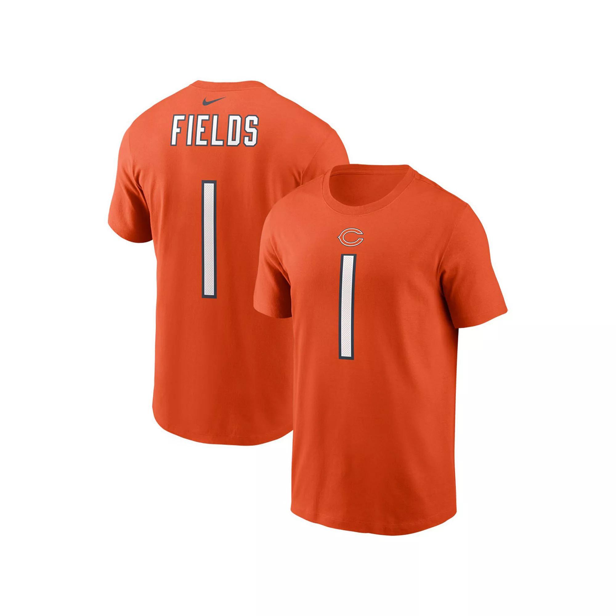 Men's Nike Justin Fields Orange Chicago Bears Player Name & Number T-Shirt, Size: Small Product Image