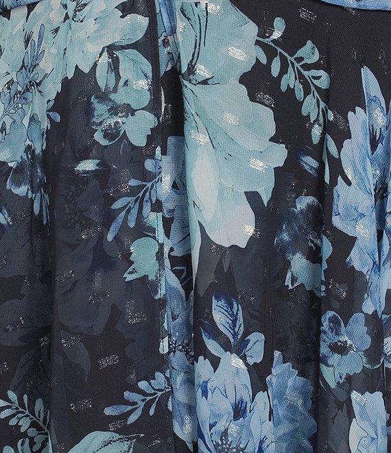 R & M Richards Plus Size Halter Keyhole Floral Chiffon A-Line Maxi Dress Product Image