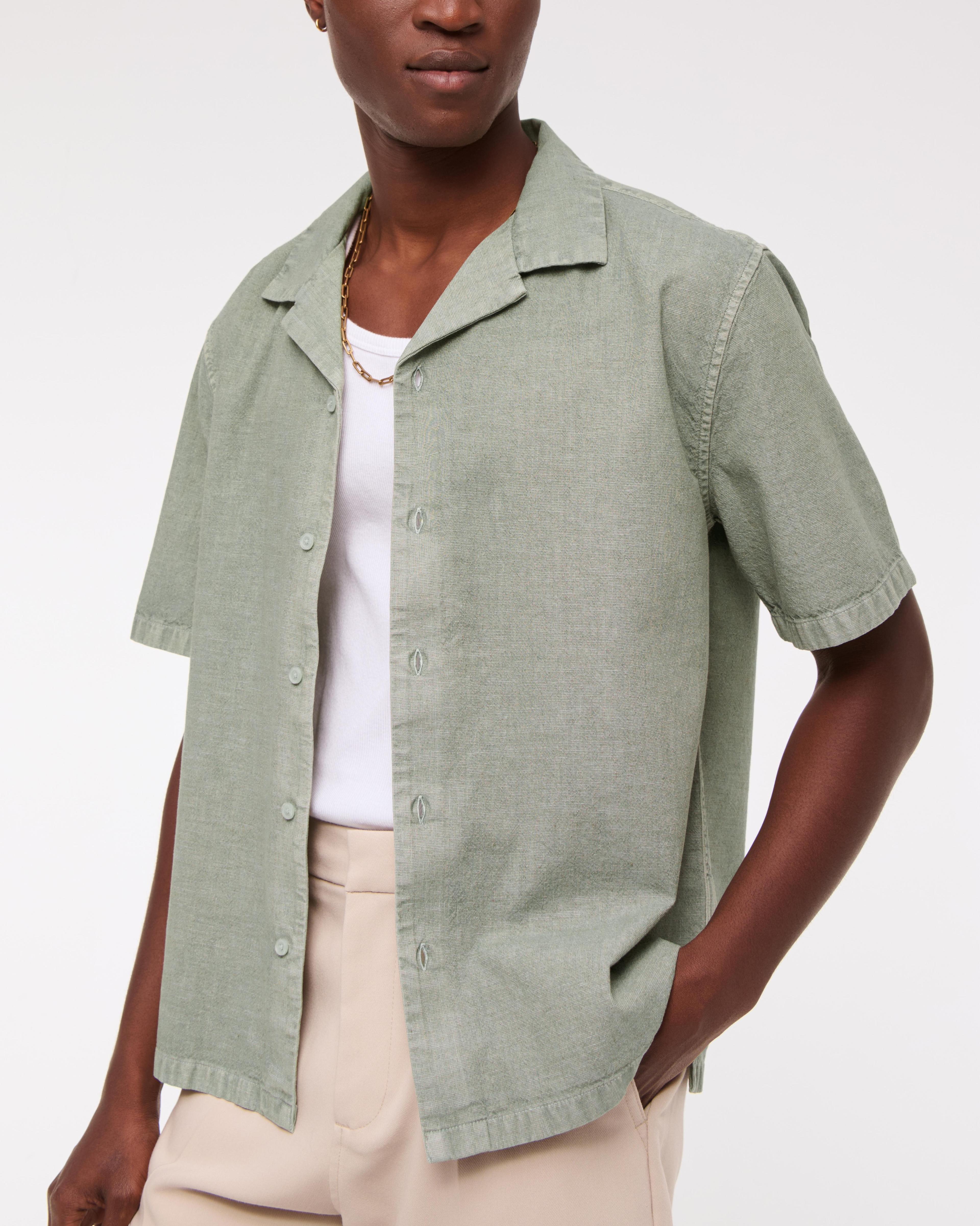 Camp Collar Summer Linen-Blend Shirt Product Image