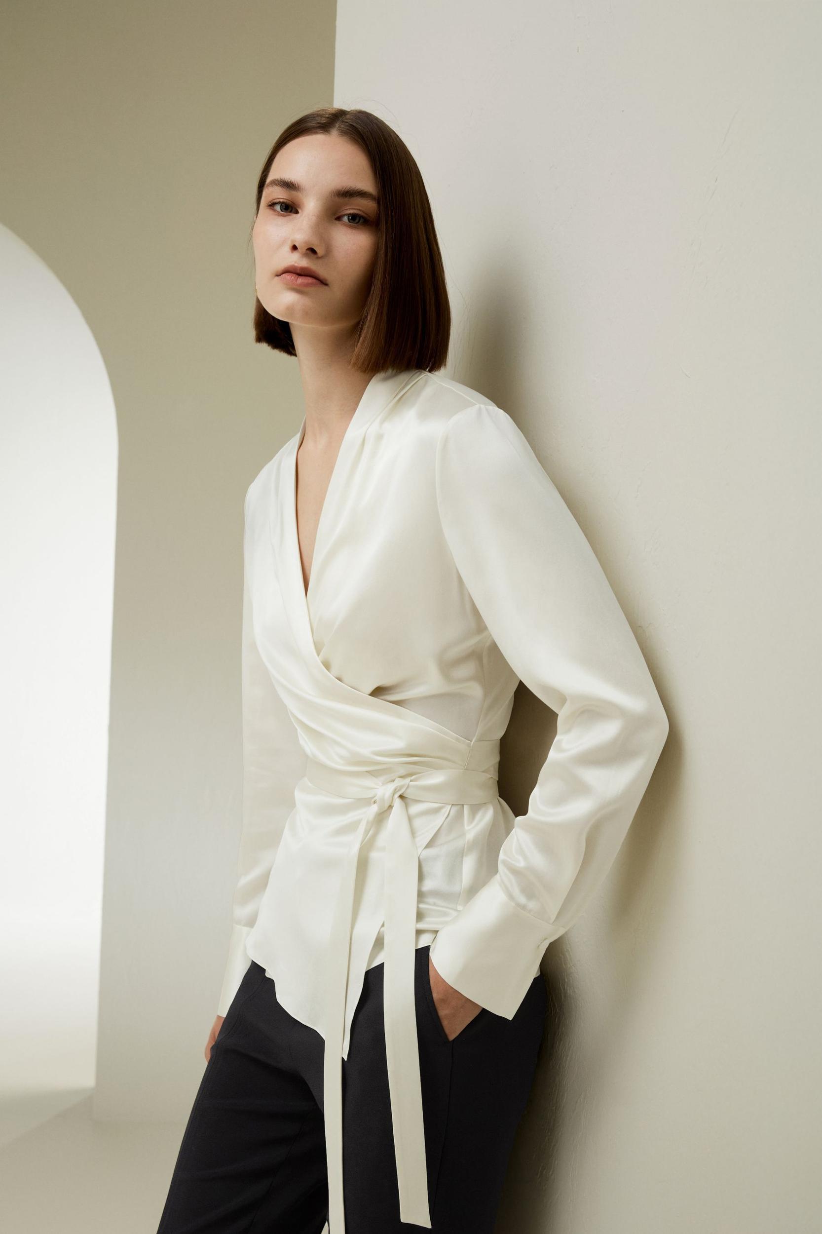 Silk Wrap Blouse Product Image