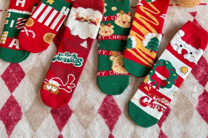 Christmas Cartoon Print Socks Product Image