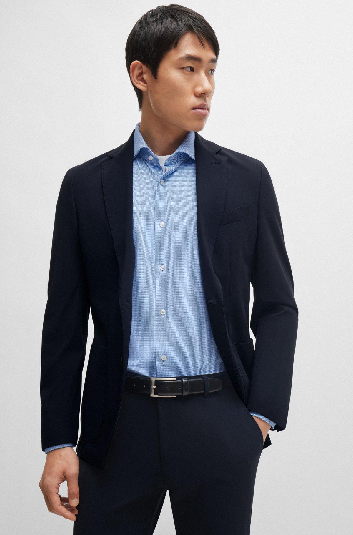 Regular-fit shirt in structured performance-stretch material Product Image