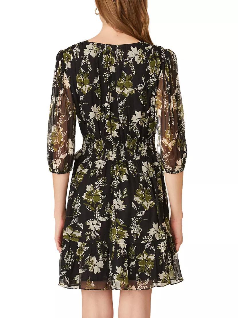 Floral Chiffon Belted Minidress Product Image