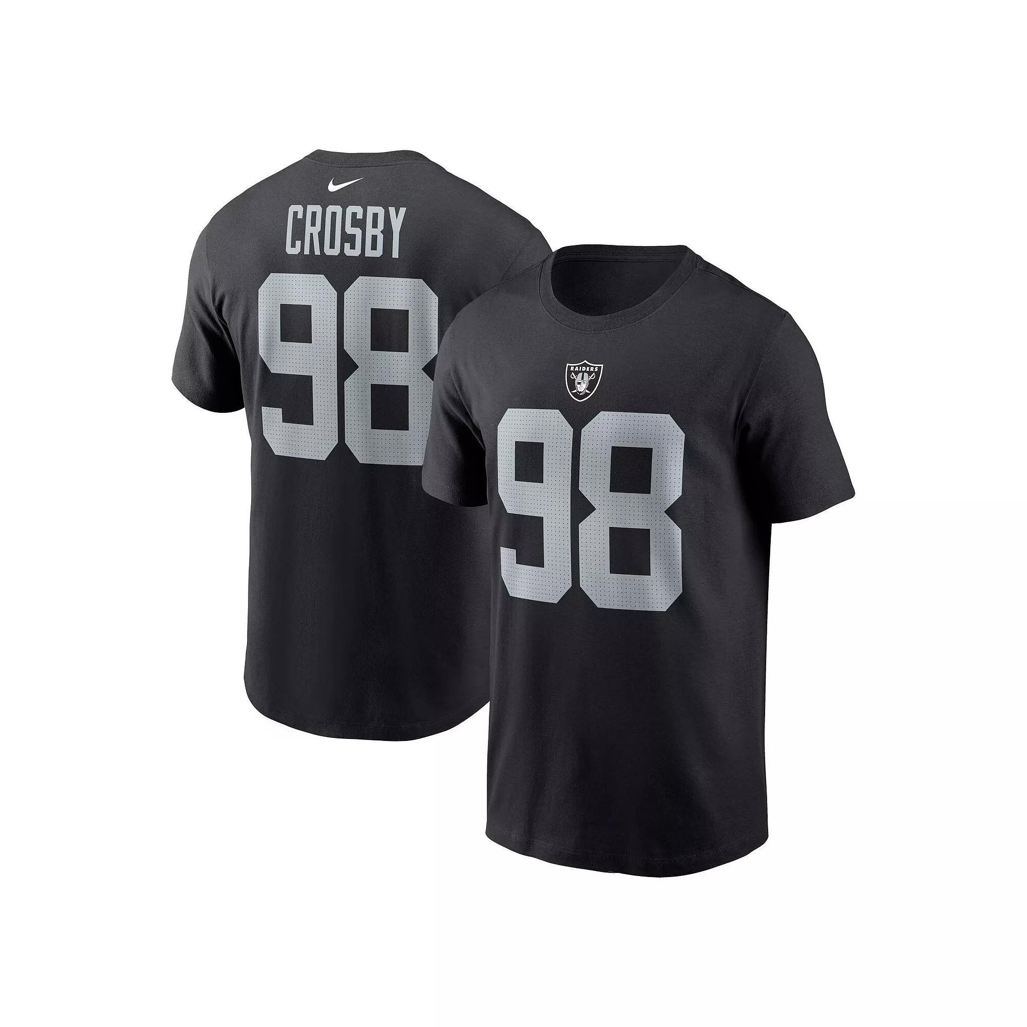 Men's Nike Maxx Crosby Black Las Vegas Raiders Player Name & Number T-Shirt, Size: Large, Lvr Black Product Image