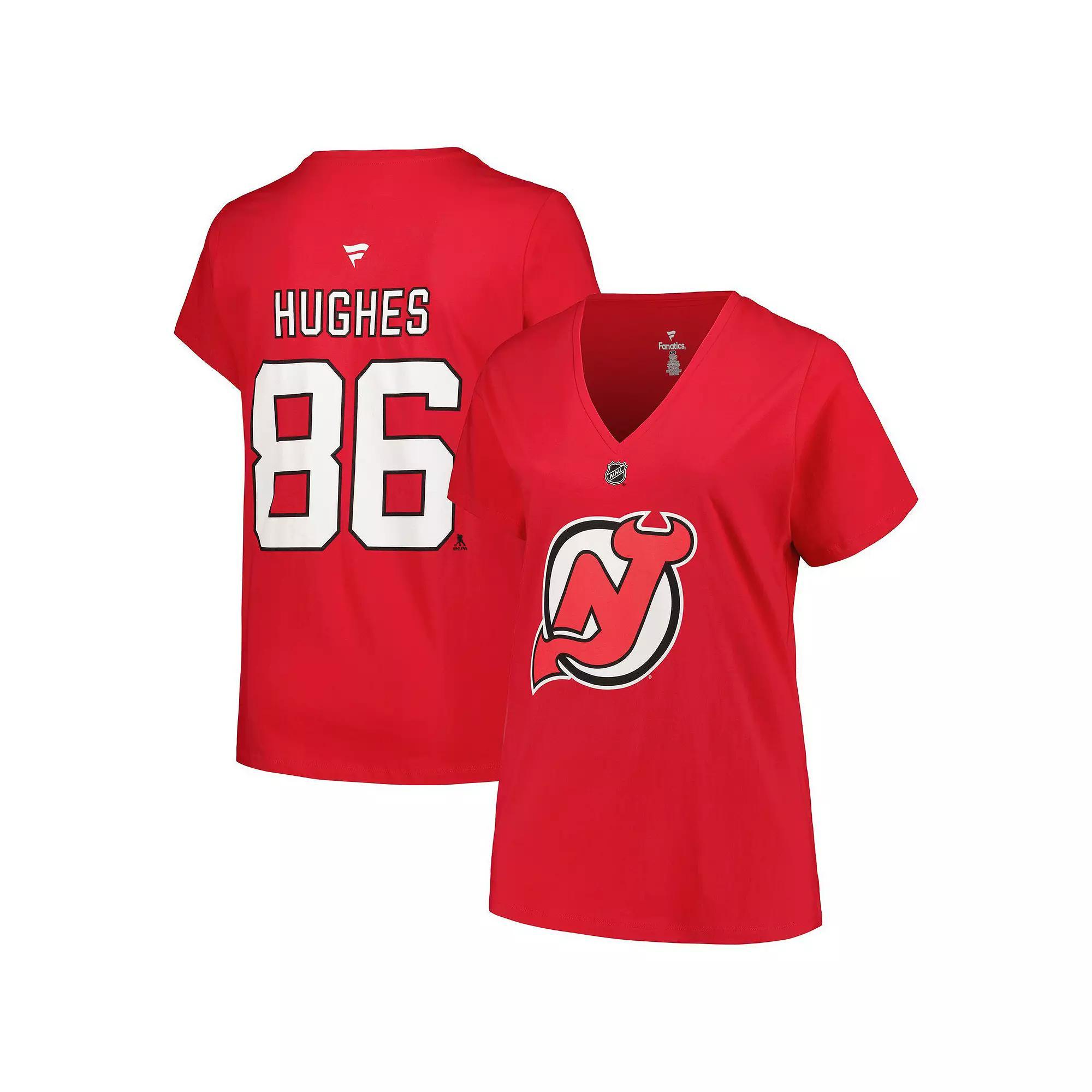 Women's Fanatics Branded Jack Hughes Red New Jersey Devils Plus  Product Image