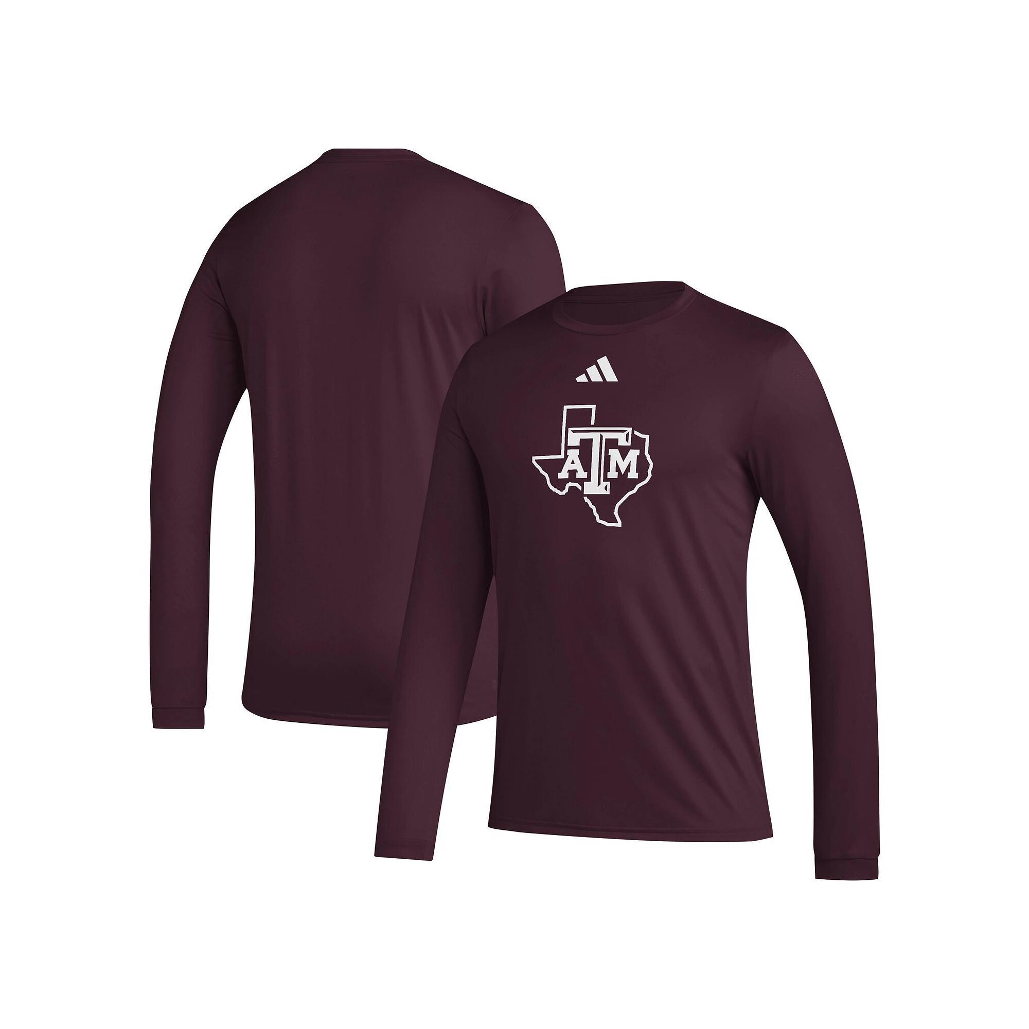 Men's adidas Maroon Texas A&M Aggies Primary Locker Logo Pre-Game Long Sleeve T-Shirt, Size: 2XL, Red Product Image