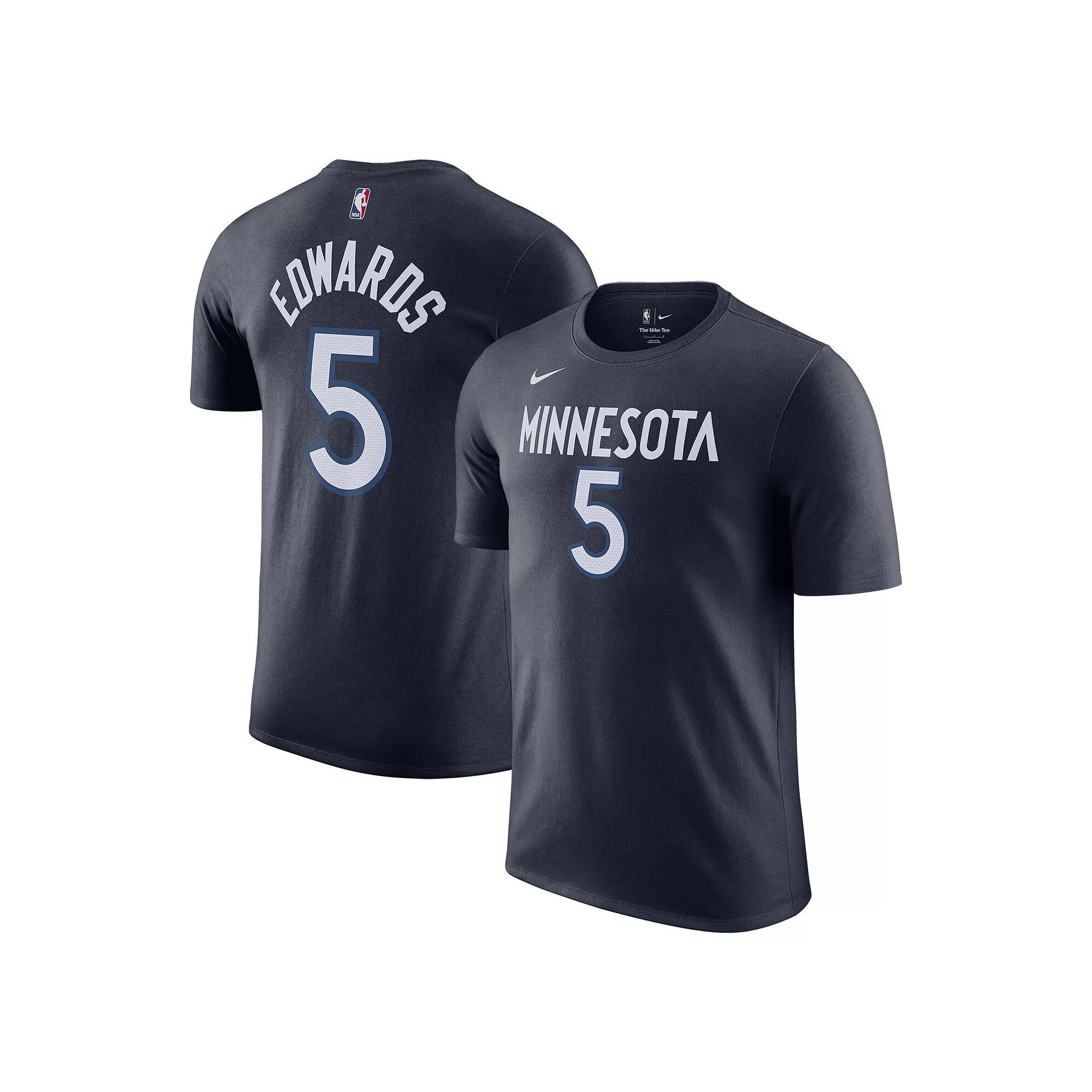 Men's Nike Anthony Edwards Navy Minnesota Timberwolves Icon 2022/23 Name & Number T-Shirt,  Product Image