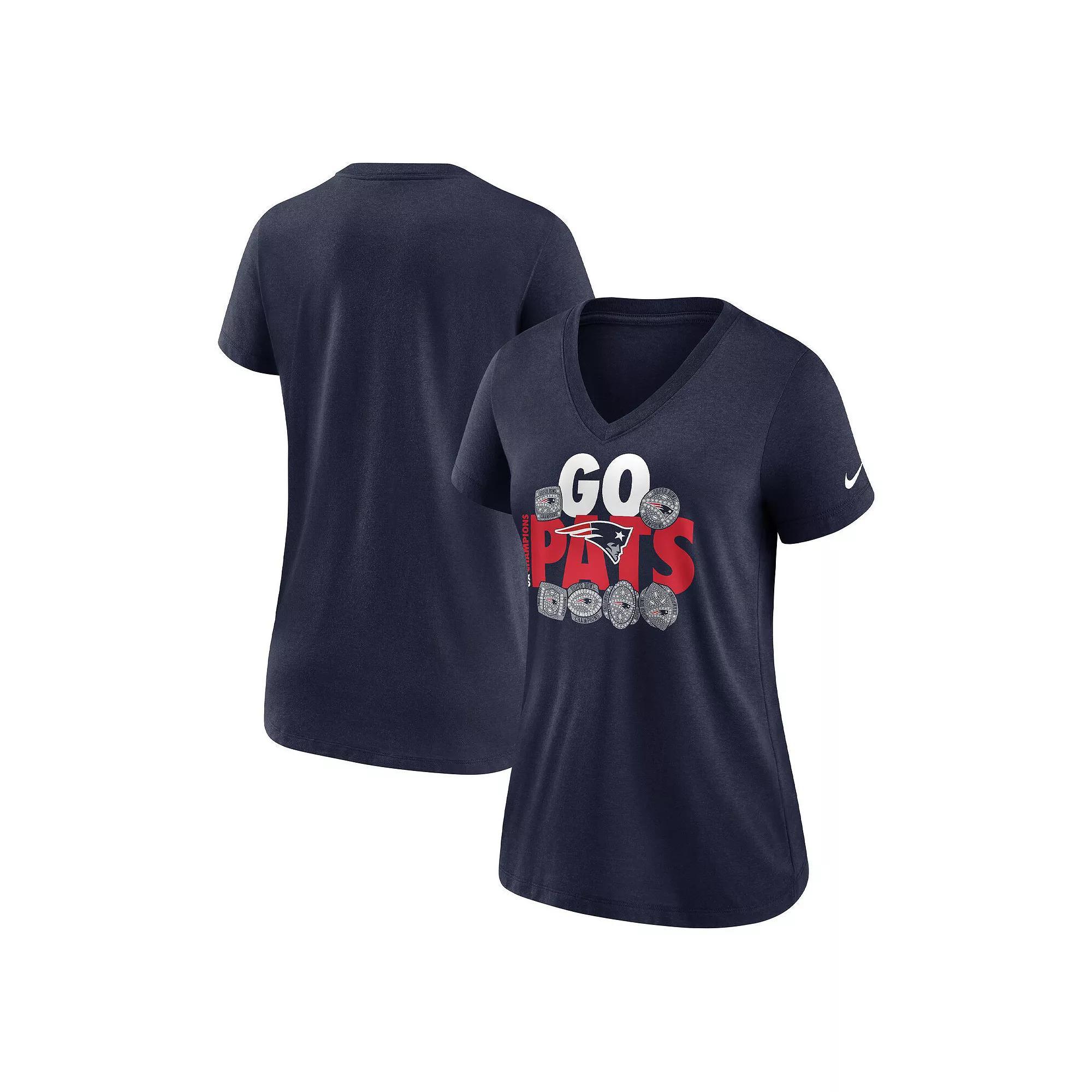 Women's Nike Navy New England Patriots Hometown Collection Tri-Blend V-Neck T-Shirt,  Product Image