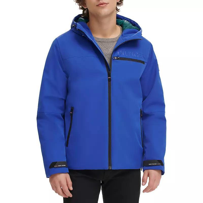 Men's Tommy Hilfiger Flex Tech Hooded Rain Jacket, Size: XXL, Blue Product Image