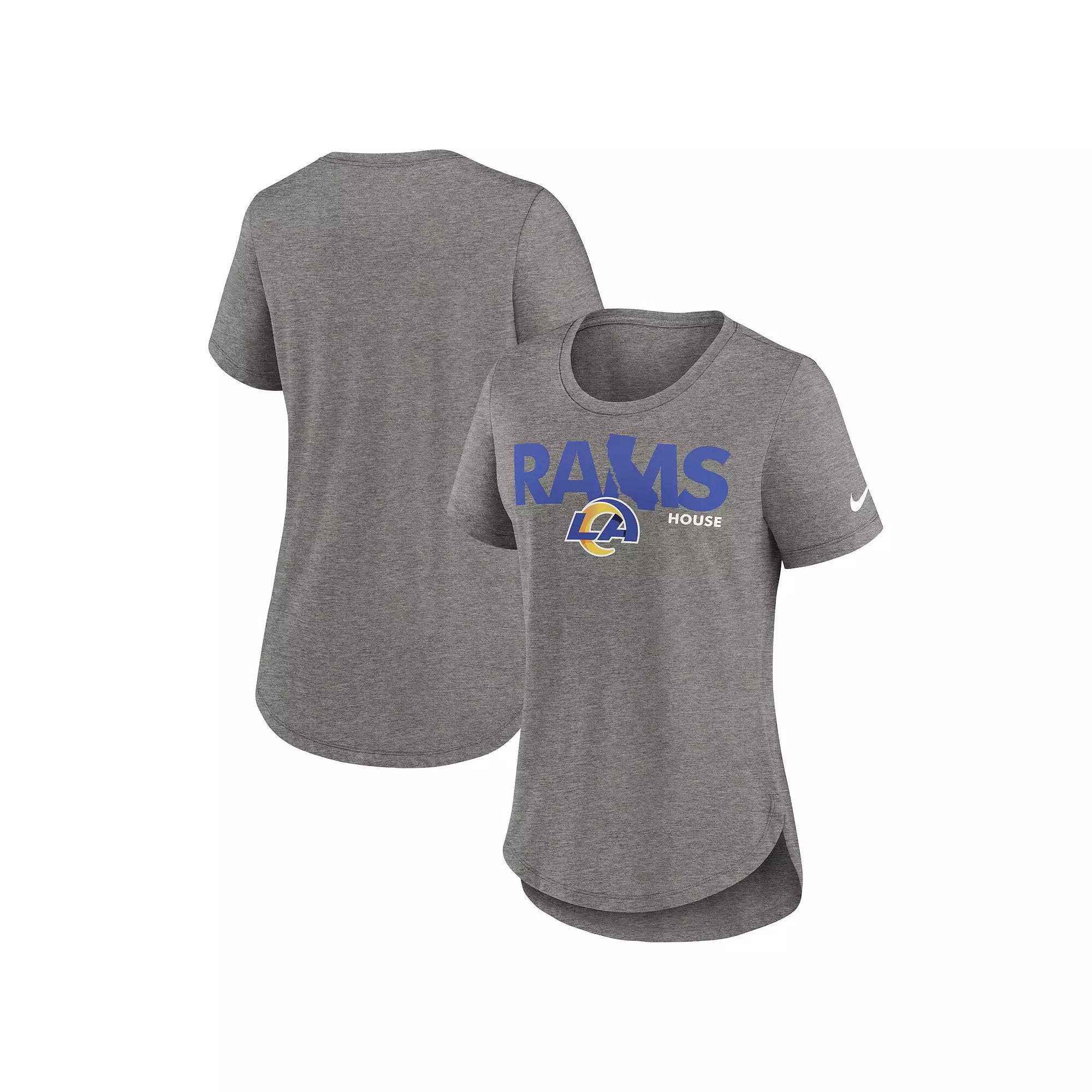 Women's Nike Heather Charcoal Los Angeles Rams Local Fashion Tri-Blend T-Shirt,  Product Image