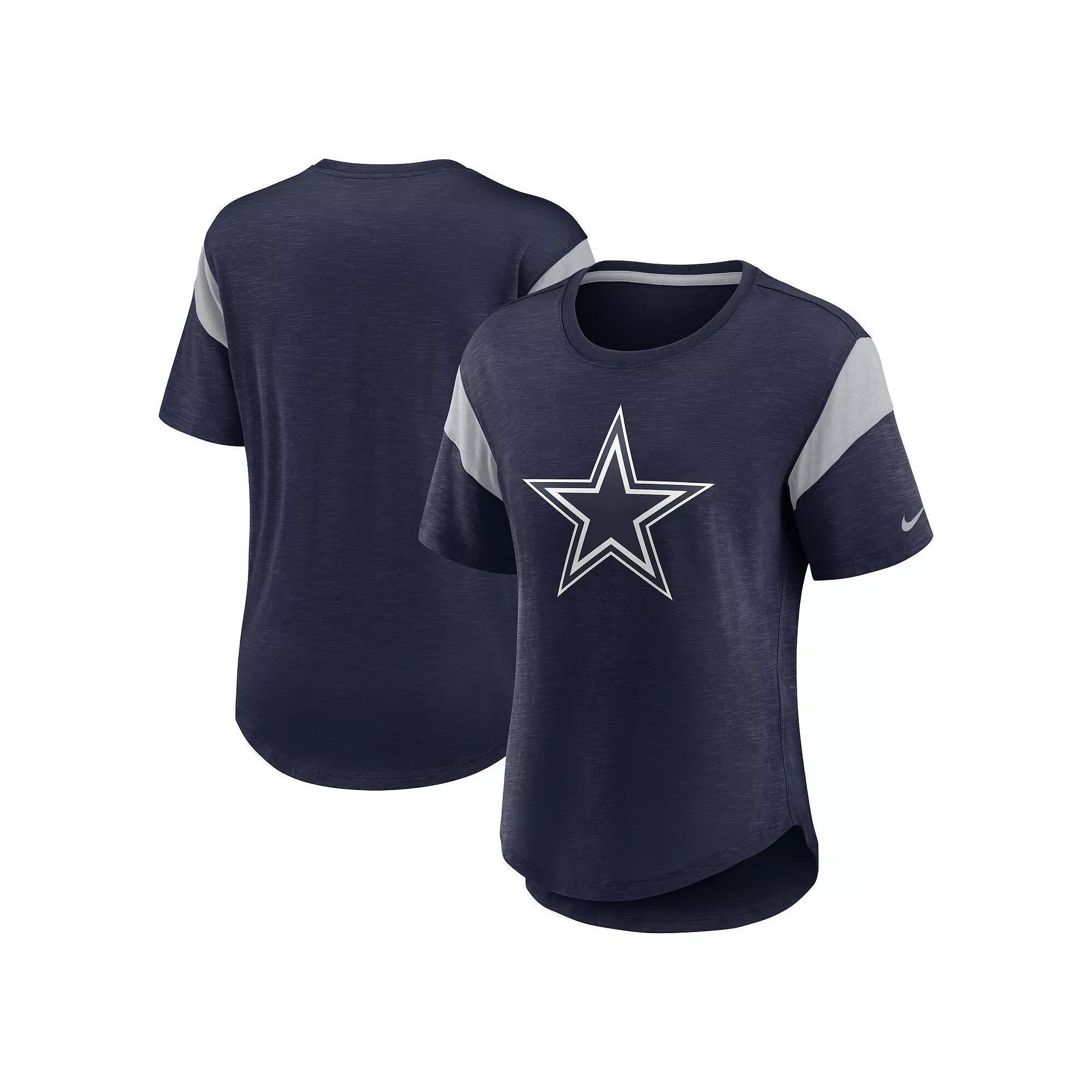 Women's Nike Heather Navy Dallas Cowboys Primary Logo Fashion Top,  Product Image