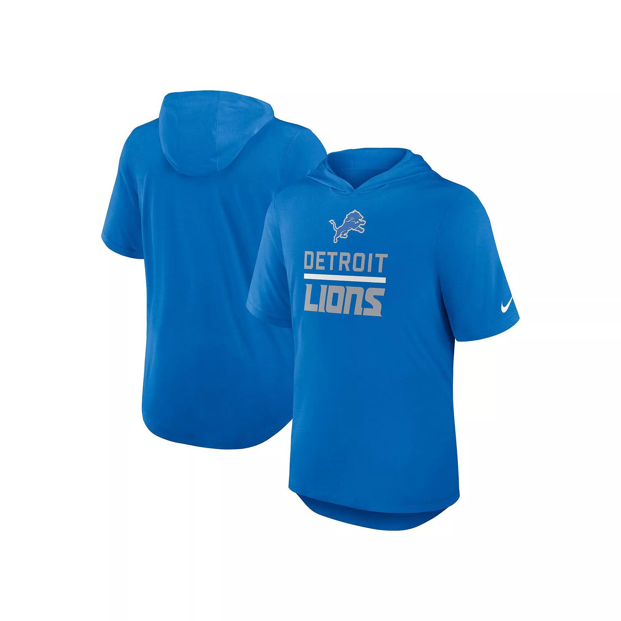 Men's Nike Blue Detroit Lions Lockup Tri-Blend Hoodie T-Shirt,  Product Image